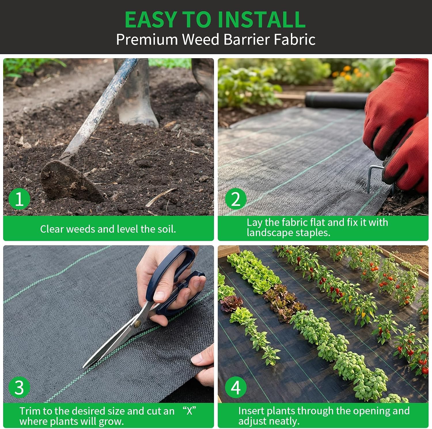 HOOPLE 4 ft x 100 ft Weed Barrier Landscape Fabric, 3.2 oz Heavy Duty Woven Geotextile Ground Cover, Water Permeable