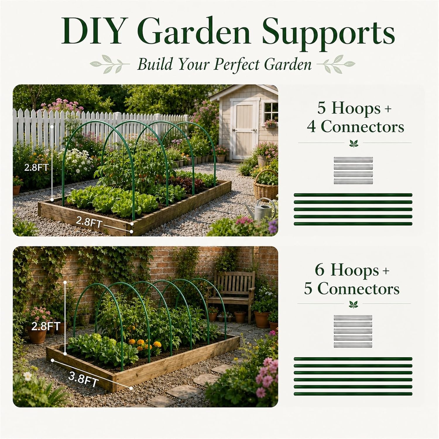Garden Netting Kit, 10x30FT Ultra Fine Garden Mesh Netting with 6 Sets Garden Hoops, Insect Netting for Garden