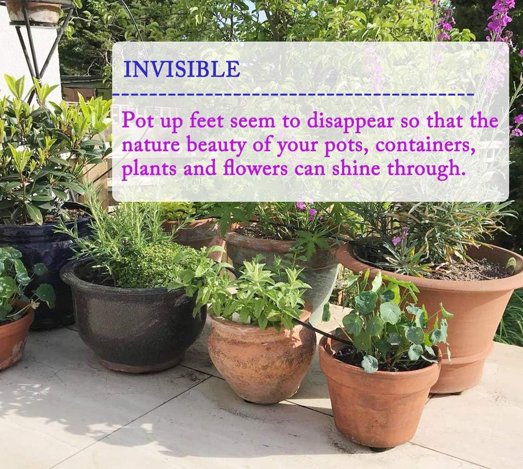 24 Pack Invisible Pot Feet with Enhanced Non-Slip Surface Grip Plant Pots and Flowers, Solid Rubber Pots Risers, Pot
