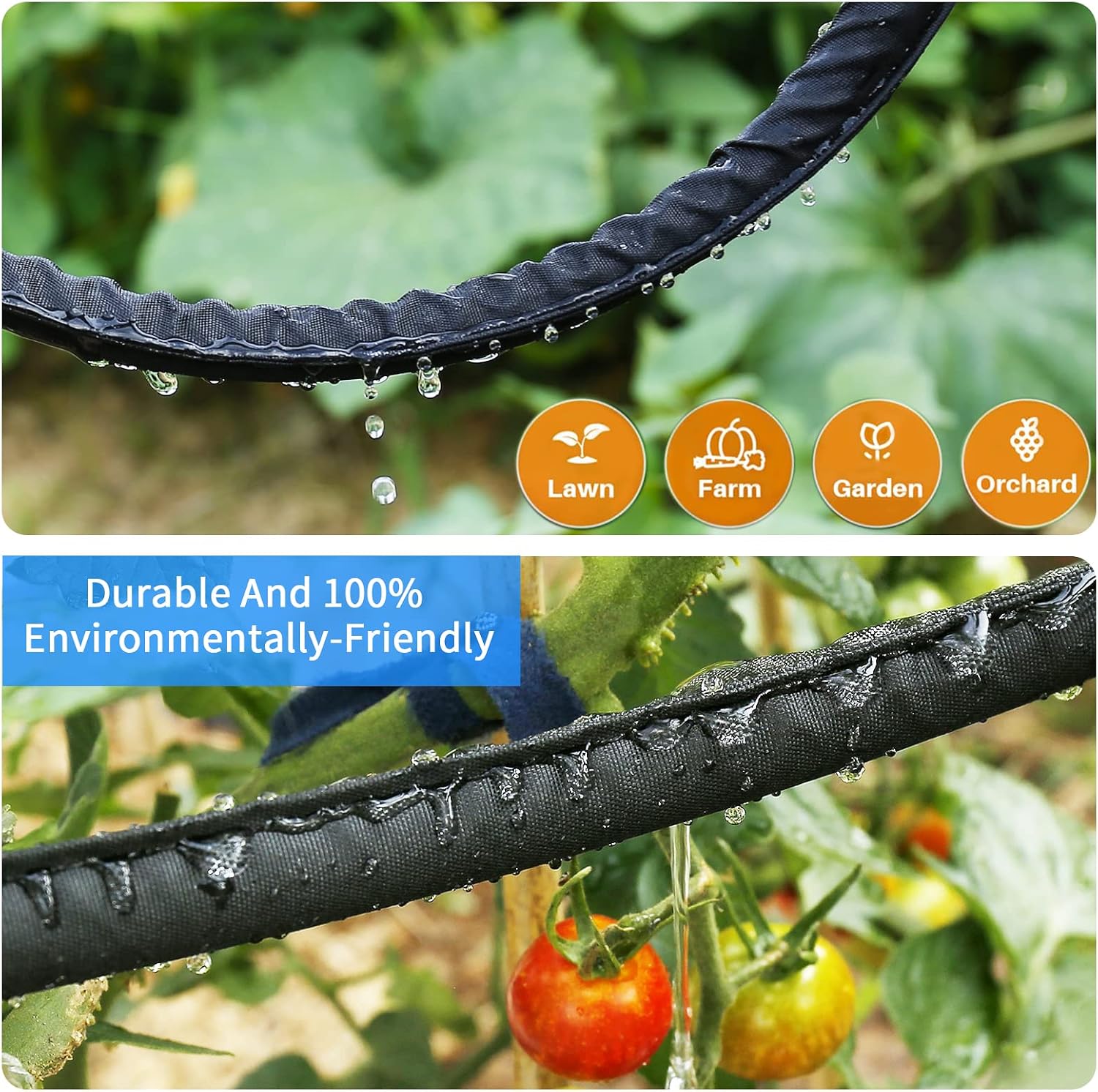 Hlinker Flat Soaker Hose 100 FT for Garden Beds, 50Ft 2Packs 1/2" Linkable Consistent Drip Irrigation Hose Save 80%