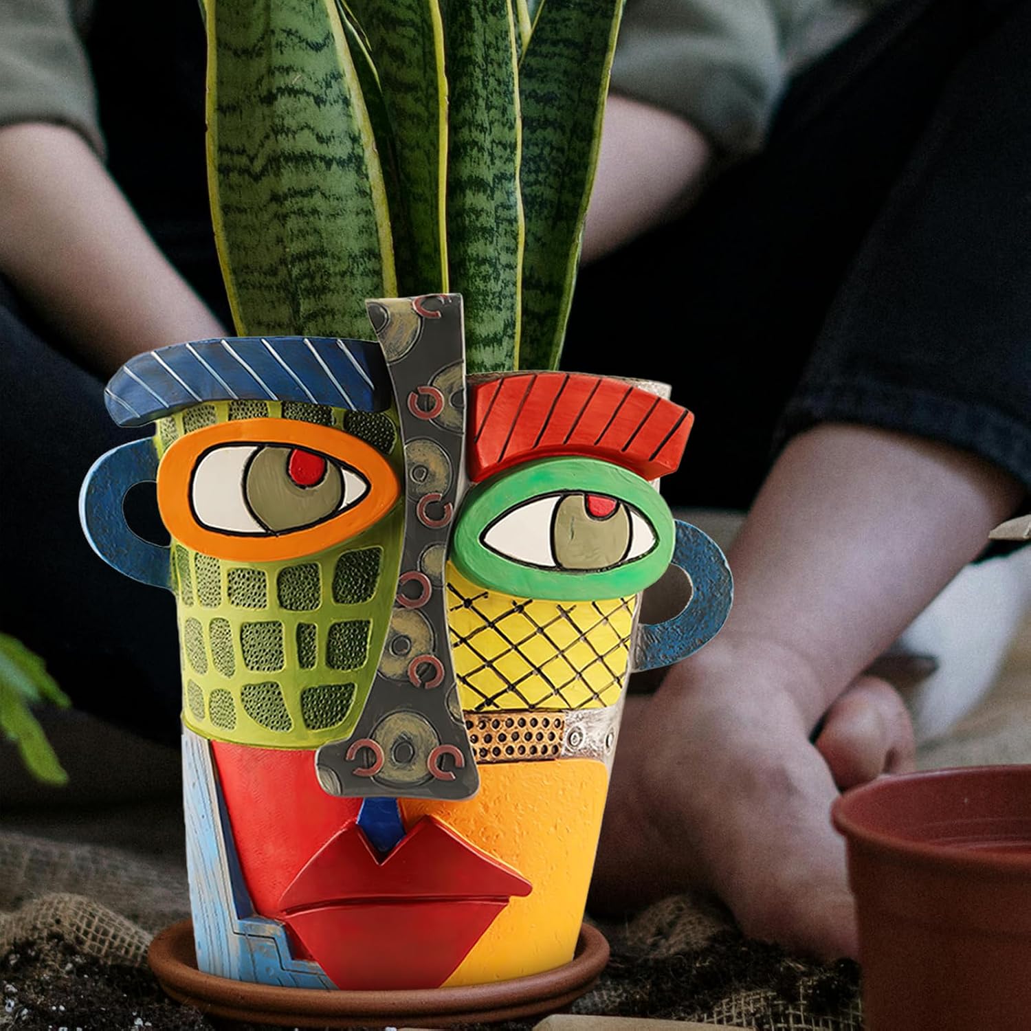 Midogaigai Abstract Face Planter Pots for Indoor Plants&Flowers Home Decor | Adorable, Quirky Face Planter, Funny