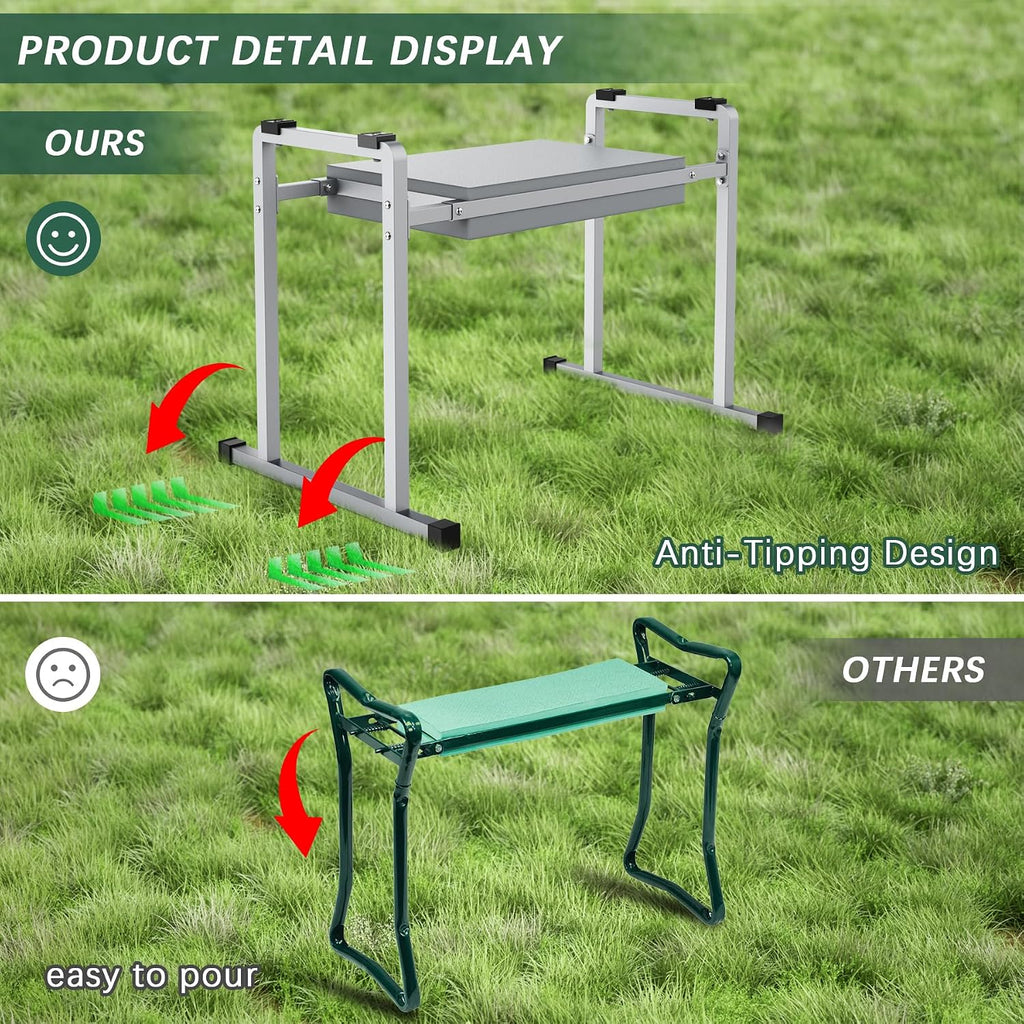 Garden Kneeler and Seat, 10.2" Stable and Save Anti-Tipping with Handle | Multifunctional Gardening Stool for Seniors
