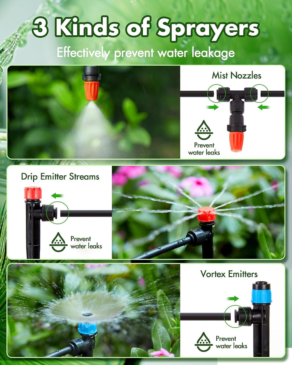 240FT Drip Irrigation System Kits - Automatic Garden Watering Sprinkler with 1/2 & 1/4 inch Tubing Hose Patio Misting