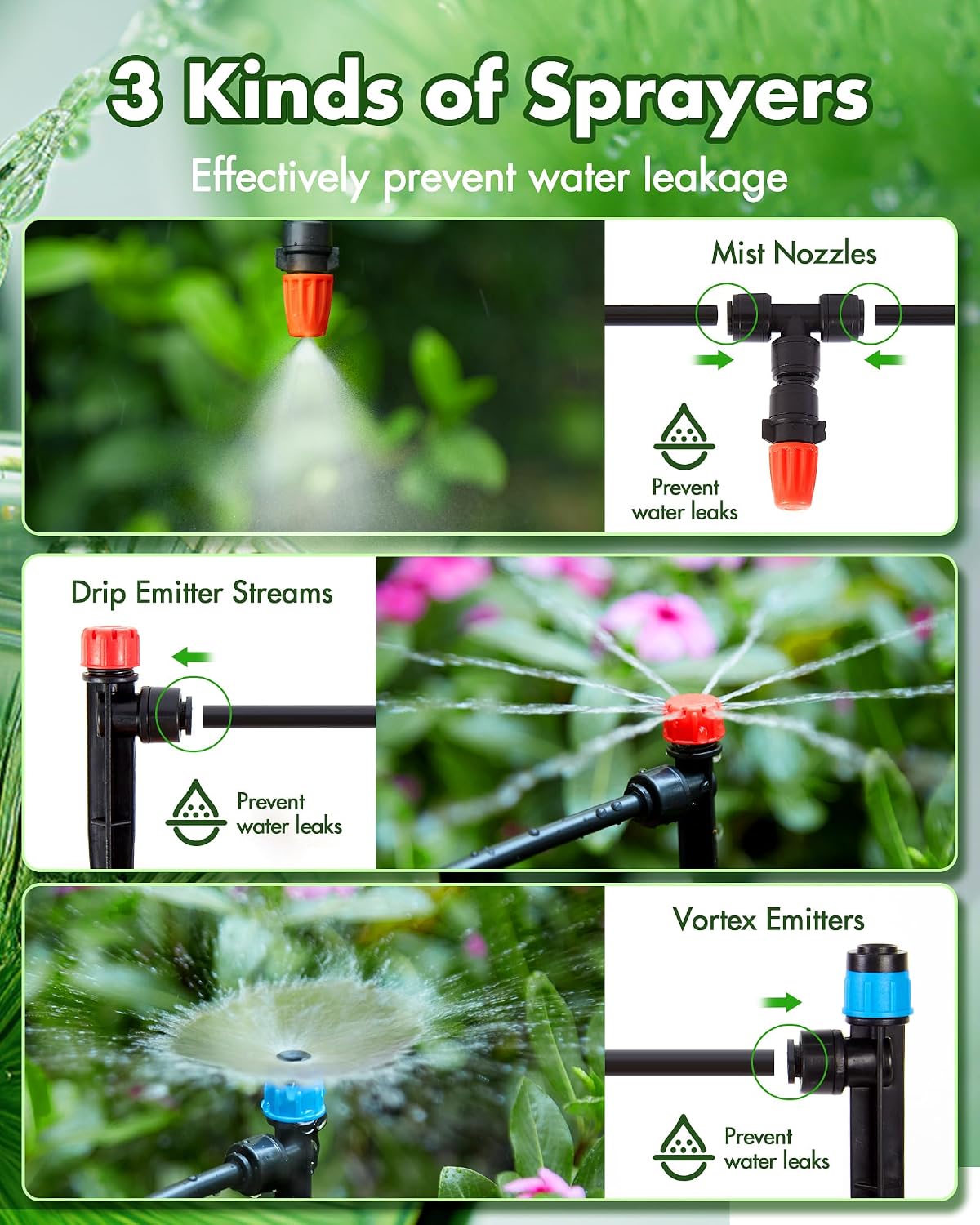 240FT Drip Irrigation System Kits - Automatic Garden Watering Sprinkler with 1/2 & 1/4 inch Tubing Hose Patio Misting