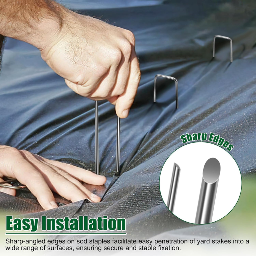 12 Inch Galvanized Landscape Staples Stakes, 25/50/100/200pcs Garden Metal Stakes for Weed Barrier Fabric, Fence