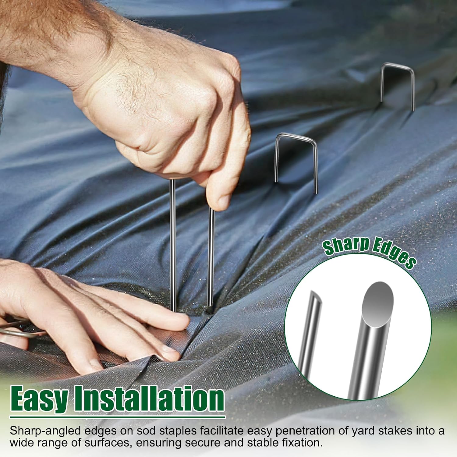 12 Inch Galvanized Landscape Staples Stakes, 25/50/100/200pcs Garden Metal Stakes for Weed Barrier Fabric, Fence