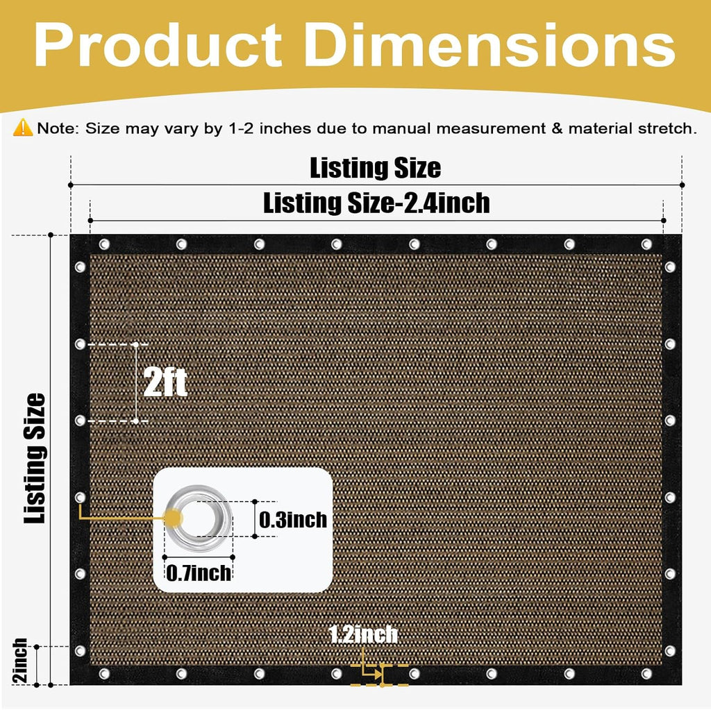 Shade&Beyond Customized Size 90% Sun Shade Cloth with Grommets, 08' X 10' Pergola Shade Cover Canopy, Mesh Tarp Sun