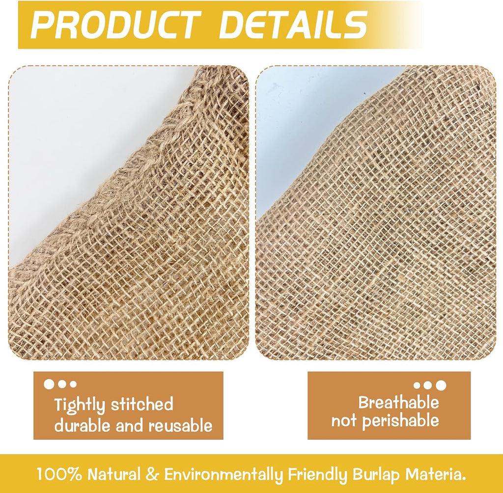 6 Pack Burlap Bags- 19.68" × 29.52" Potato Storage Sacks Natural Jute with Rope, Reusable Potato Onion Bags Strong for