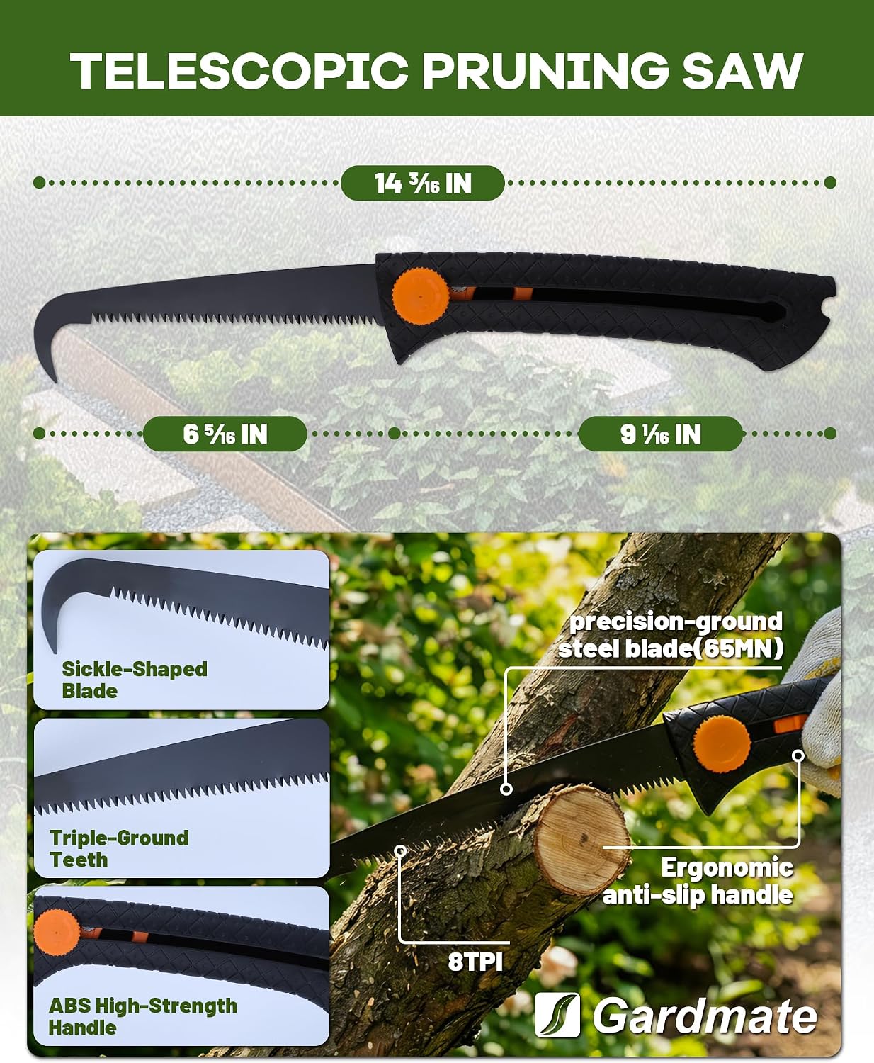Stand Up Weed Puller Tool with Telescopic Hand Saw - 3-in-1 Long Handle Weed Remover Kit for Weeding, Pruning &