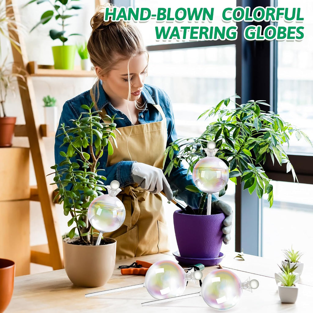 17 oz Up 2 Weeks Extra Large Plant Watering Globes, Self Watering Planter Insert Iridescent Self Watering Globes