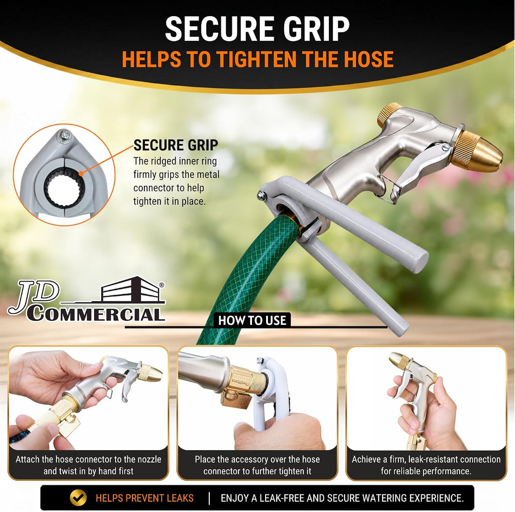 Garden Hose Nozzle Sprayer, 100% Metal High Pressure Water, 4 Spray Patterns, Leak-Proof Design, Trigger Lock for