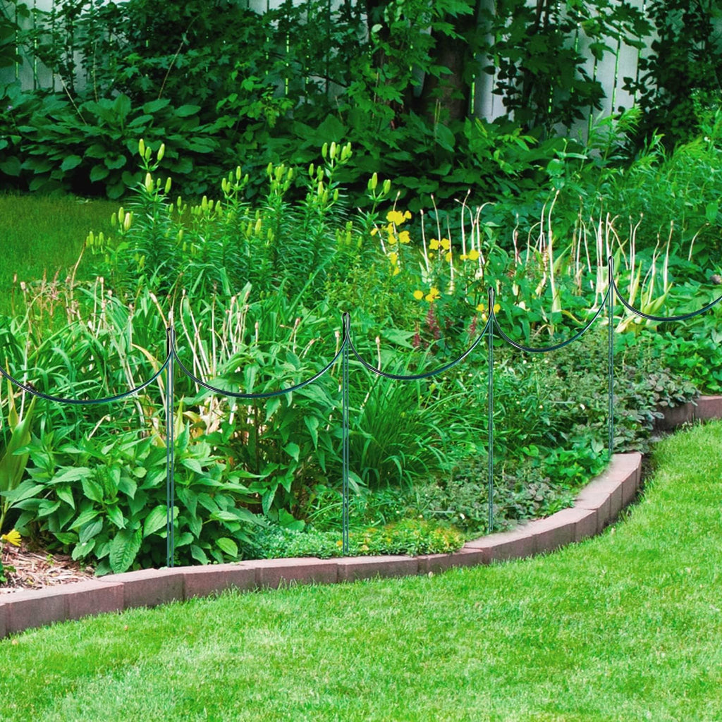 24 Pack Plant Support Stake, Half Round Metal Garden Plant Stake, Green Plant Support Ring, Border Support with Plant