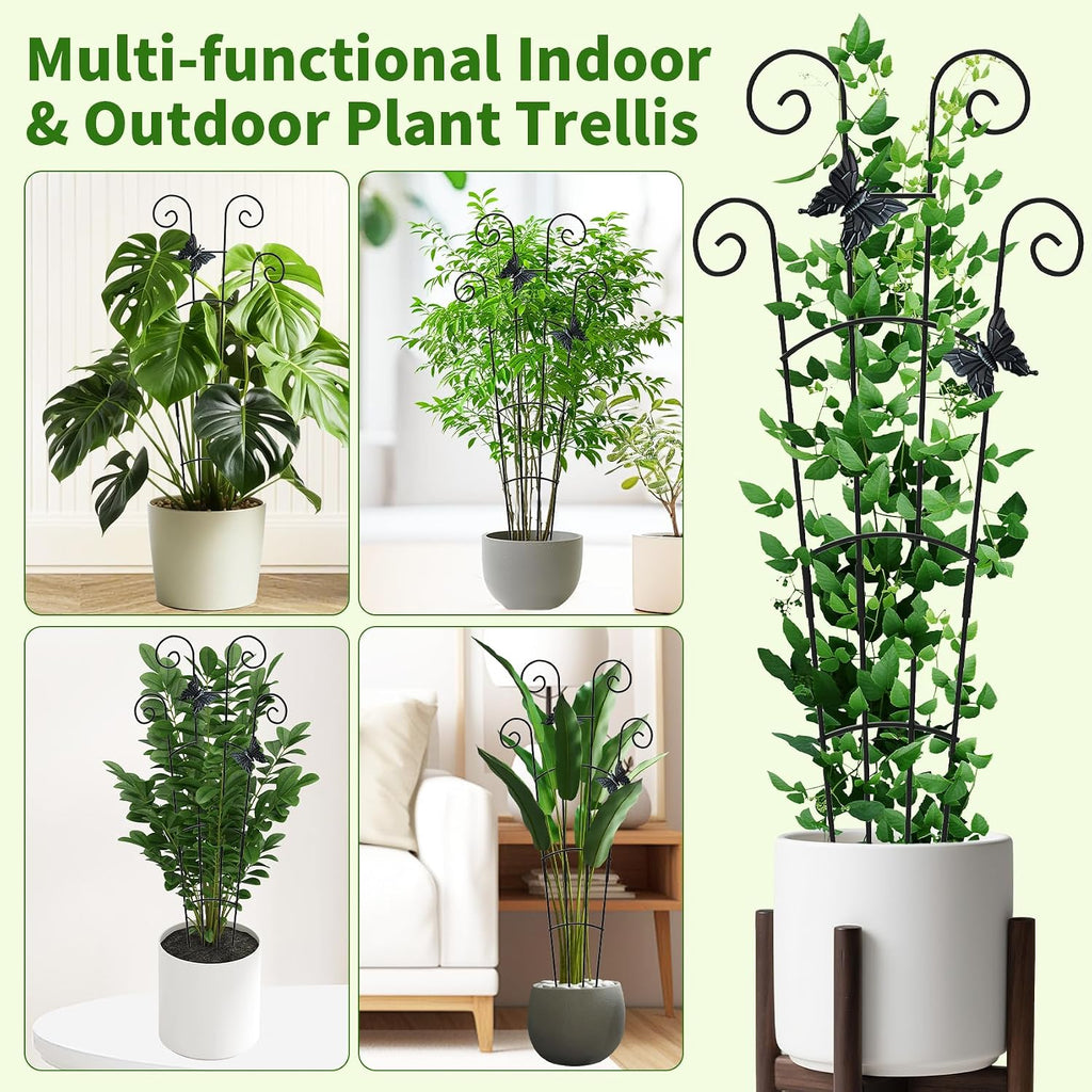 4 Pack 30 InchTaller Plant Trellis for Potted Climbing Plants Indoor,Expandable Metal Garden Trellis for Climbing