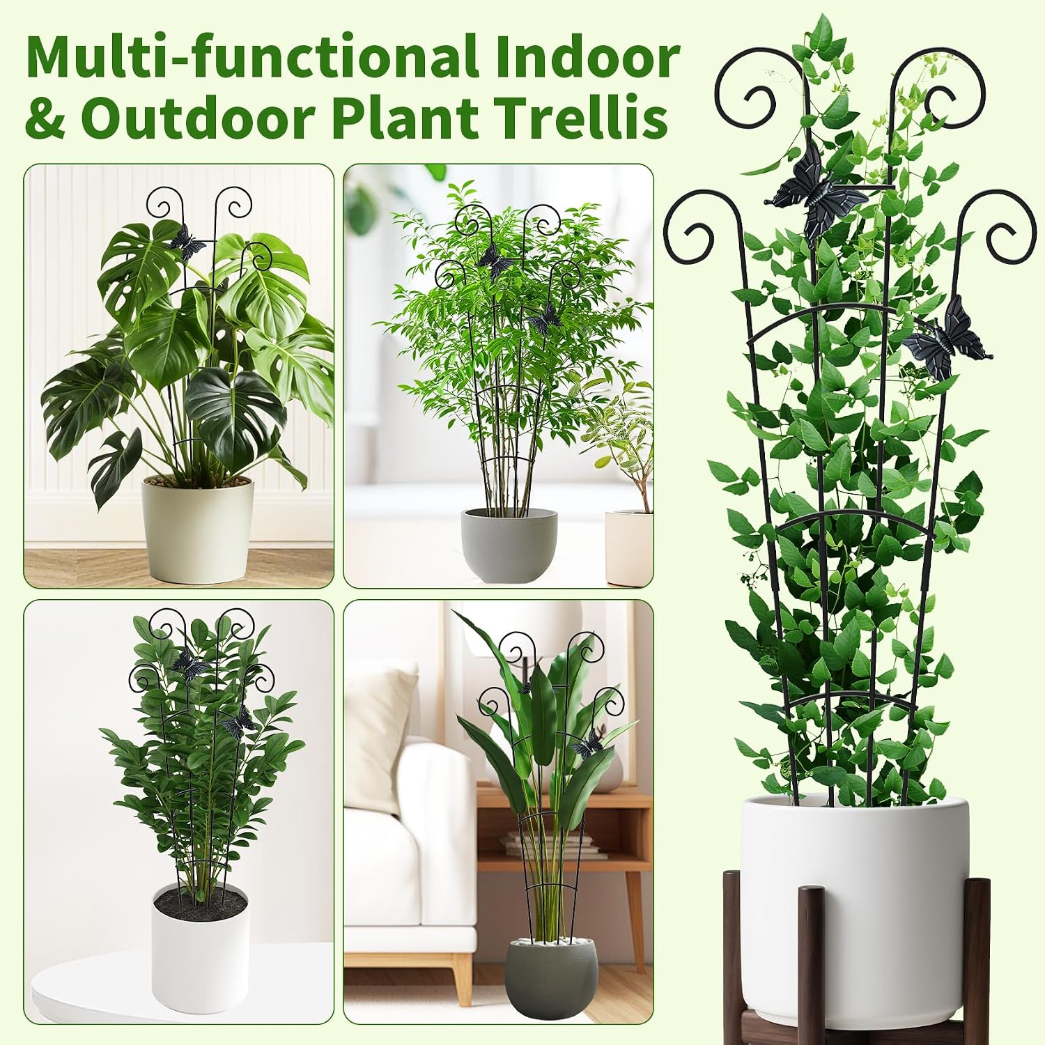 4 Pack 30 InchTaller Plant Trellis for Potted Climbing Plants Indoor,Expandable Metal Garden Trellis for Climbing
