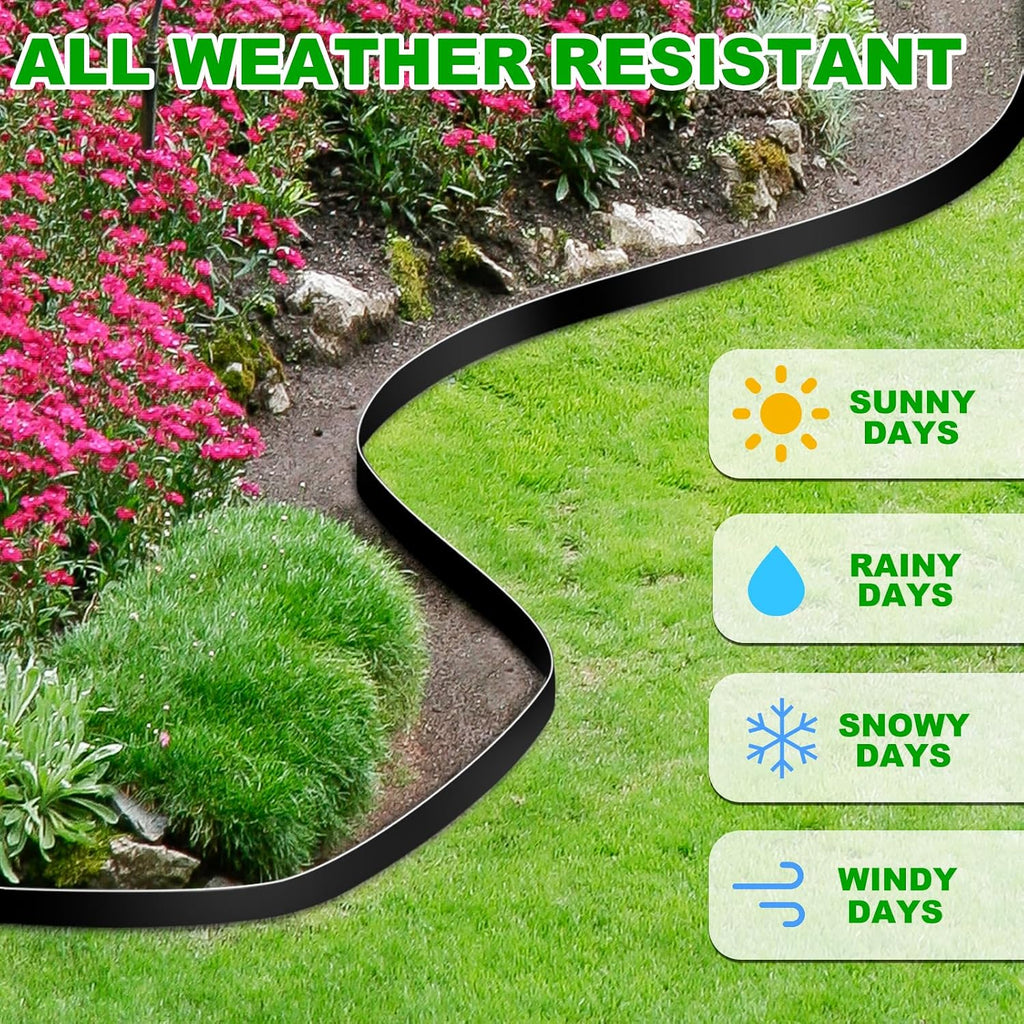 4 Inch Tall 66 FT Garden Edging Kit with 90pcs Spikes, Plastic Edging for Landscaping