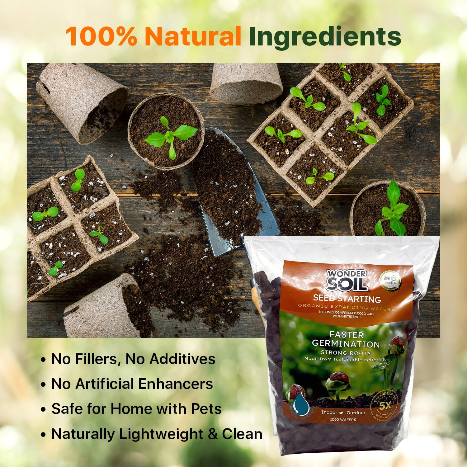 100 Organic Seed Starter Pellets | Ready to Plant Seed Starting Soil Loaded with Pre-Mixed Nutrients | Fast Germination