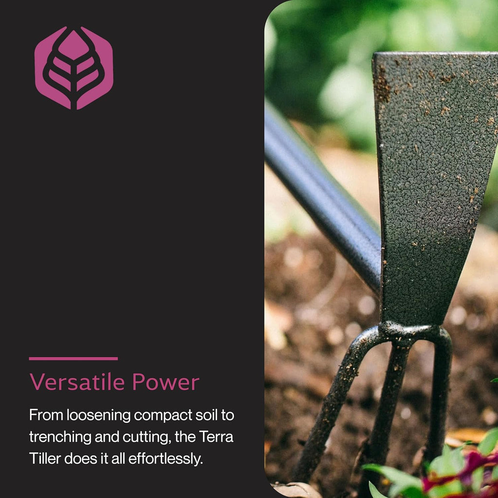 Yard Butler Terra Tiller Hand Cultivator, Rust-Resistant, ITT-4T | Loosens and Aerates Compacted Soil, Gardening Tool