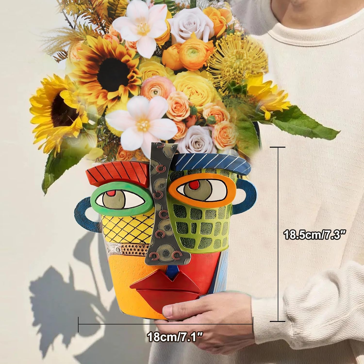 Brutalist Abstract Face Planters Pots Abstract Flower Pot (Modern) | Funny Planters Decoration Flower Resin Face Flower