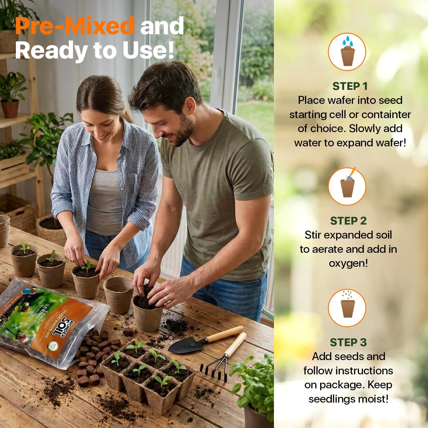 100 Organic Seed Starter Pellets | Ready to Plant Seed Starting Soil Loaded with Pre-Mixed Nutrients | Fast Germination