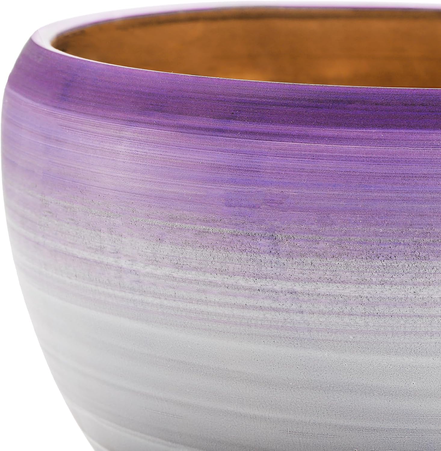 SOUJOY Set of 3 Ceramic Flower Pots, Gardening Plant Pot with Drainage Holes and Saucer, 7/5/4 inch Purple Round