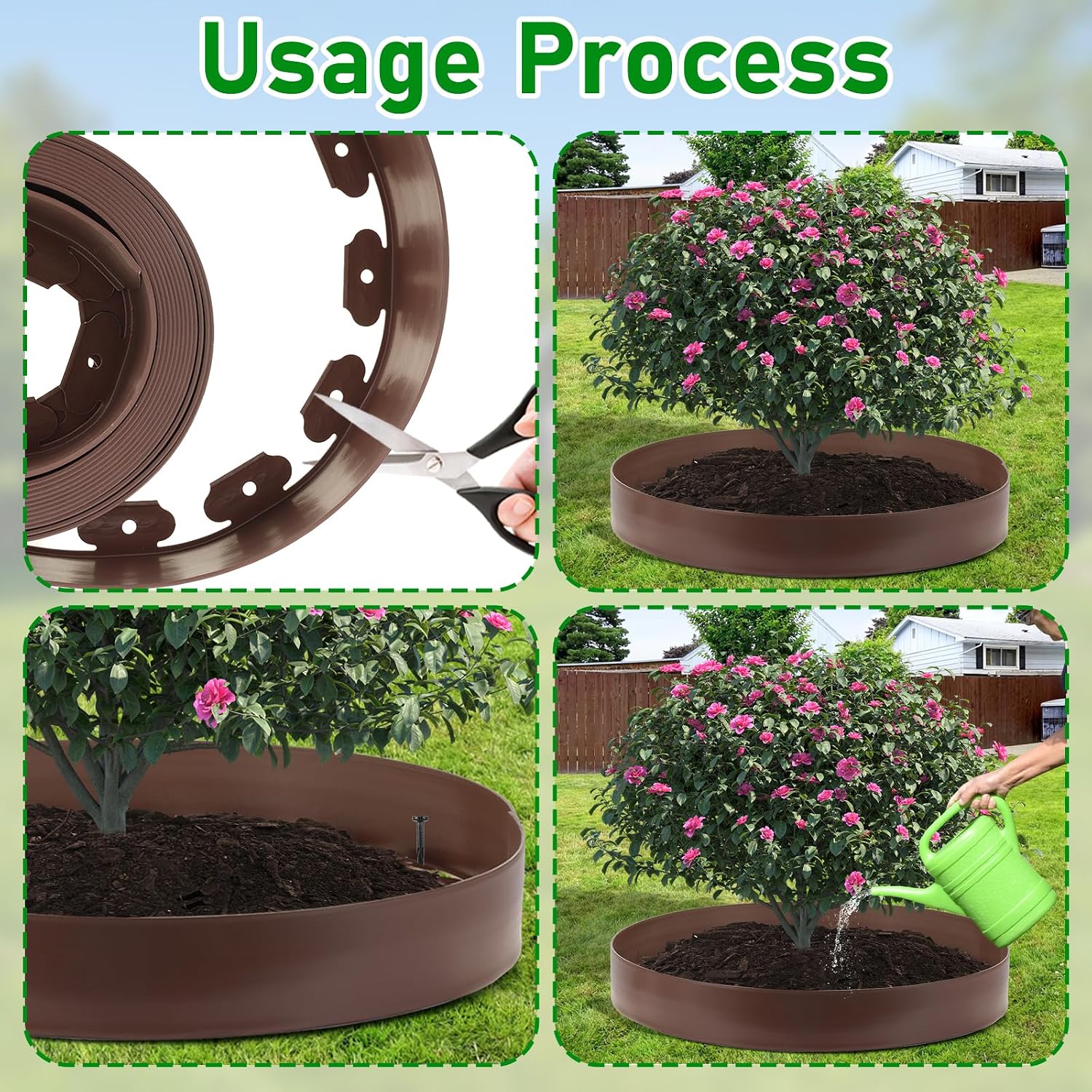 30 Ft Planting Grow Rings with 30 PCS Spikes Plant Rings for Outdoor Plants Planting Ring for Separate Rock and