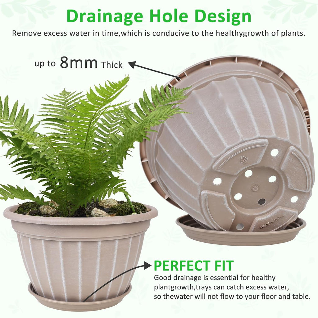 10 Inch Plant Pots,4 Pack Flower Pot,Planters Pot with Drainage Hole | Modern Planters for Outdoor Plants with