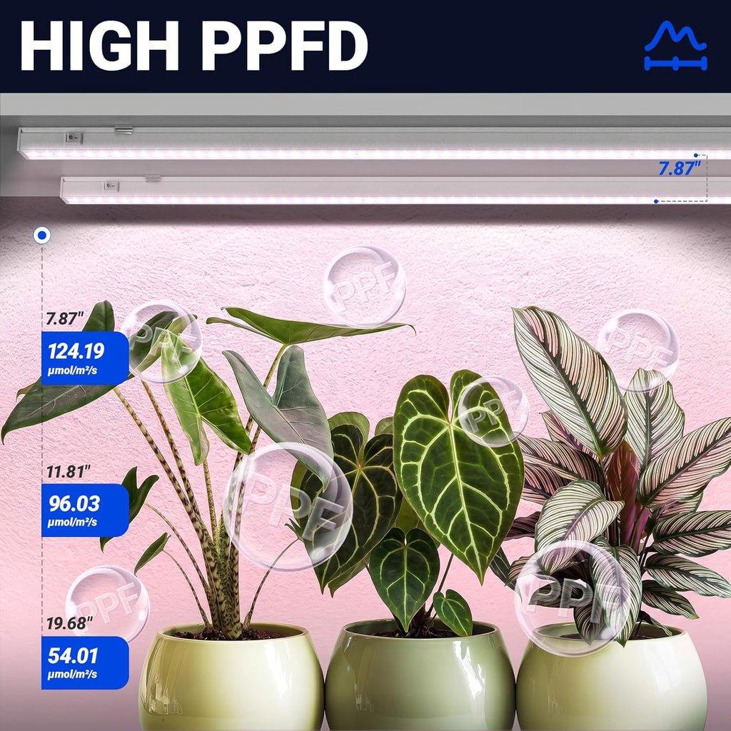 Barrina T5 LED Grow Light, 3FT 128W (8 x 16W), Pinkish White, 8 Packs | Full Spectrum, Linkable Plant Light, 3 Mounting