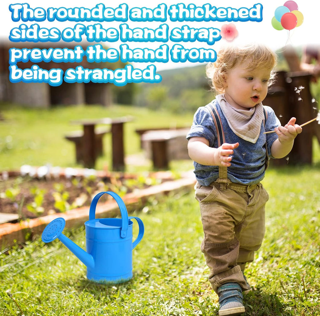 Blue Metal Watering Can, 1.5L for Kids Comfort Handle | Small Toddler Watering Can for Children,Ideal for Outdoor Home