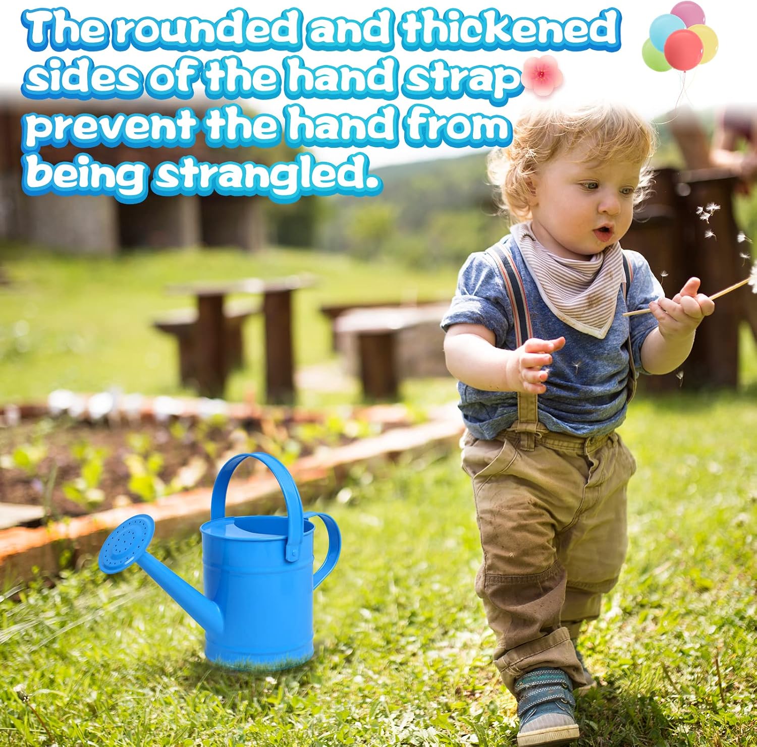 Blue Metal Watering Can, 1.5L for Kids Comfort Handle | Small Toddler Watering Can for Children,Ideal for Outdoor Home