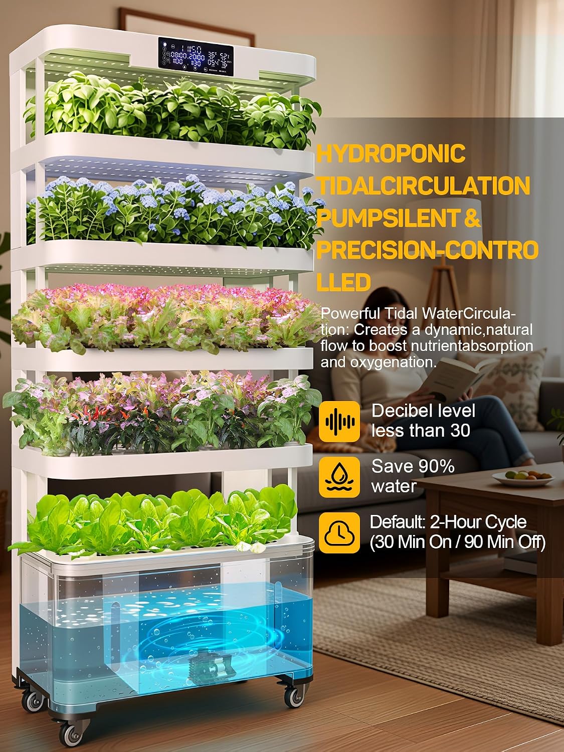 Large Hydroponics Growing System,148 Pod Vertical Indoor Garden Tower | hydroponic tower, Full-Spectrum Grow Lights