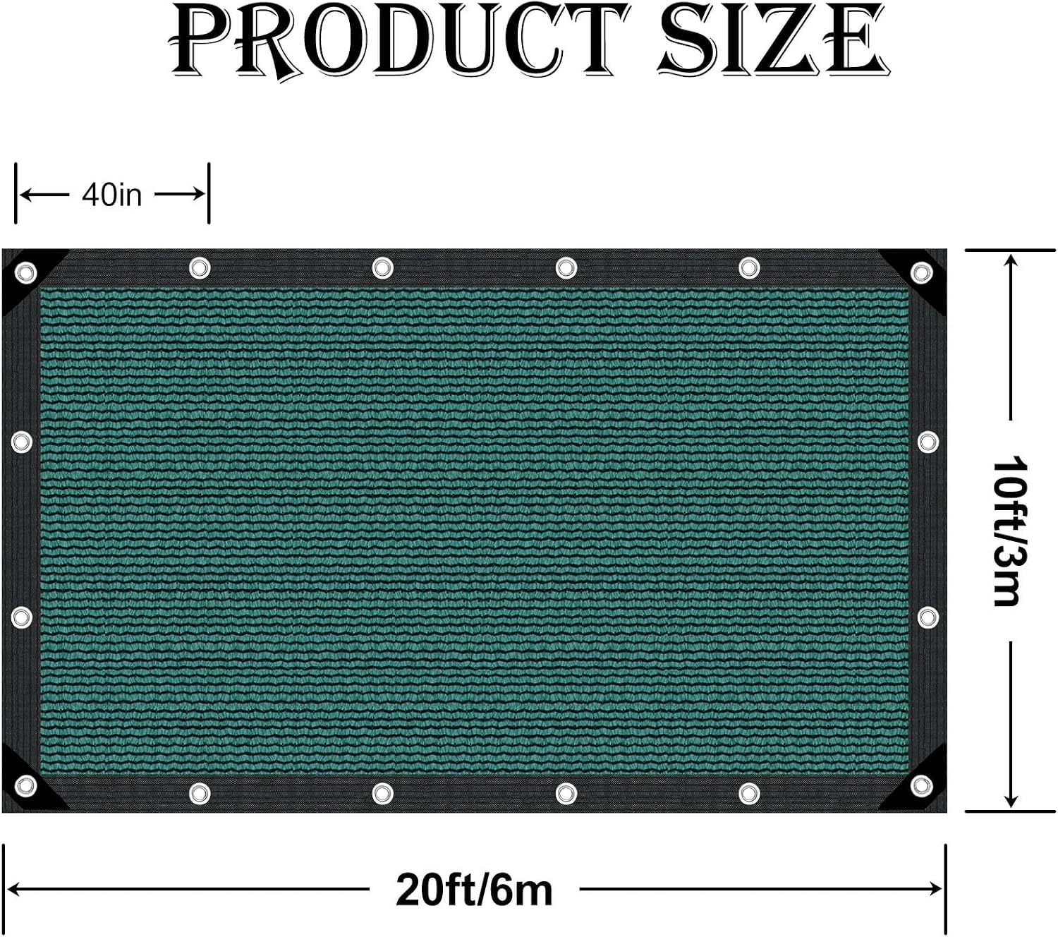 Green 10×20FT Shade Cloth,Durable Mesh Tarp with Grommets,for Garden,Car, Outdoor Pergola,Greenhouse,Chicken Coop and