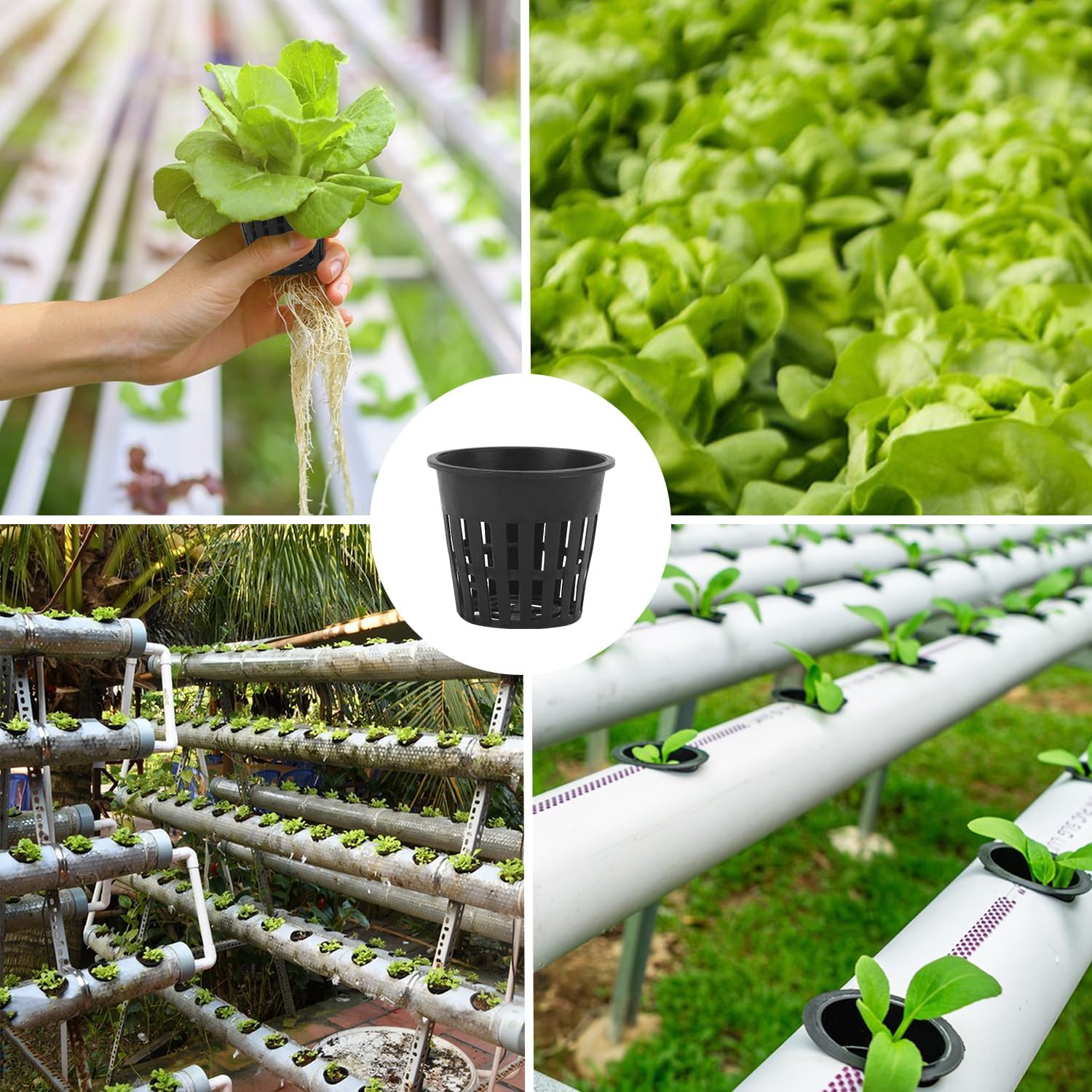 100 Pack 3 Inch Net Pots, Slotted Mesh Net Cups, Round Wide Lip Design Hydroponics Supplies Cups for Indoor or Outdoor