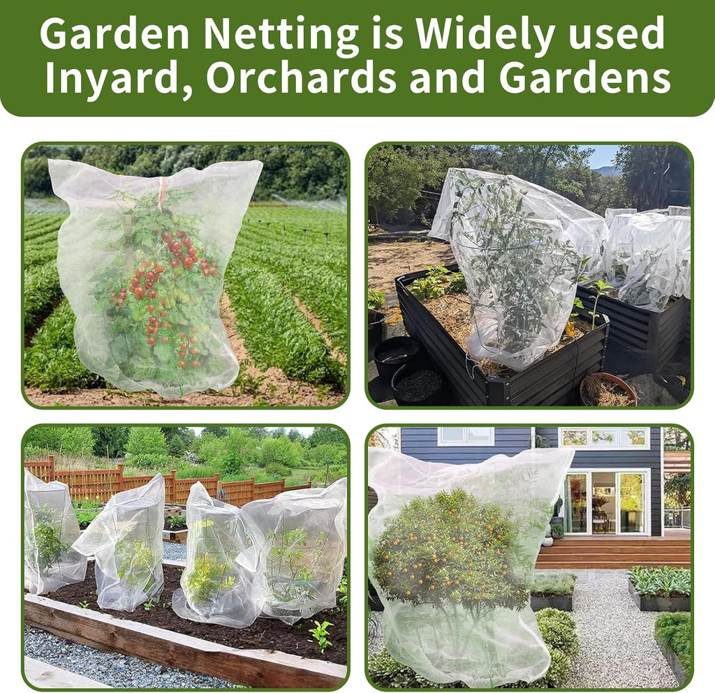 2 Pcs 6x6ft Fruit Tree Covers with Zipper and Drawstring,Nets to Protect Garden Blueberry Bushes from Birds and