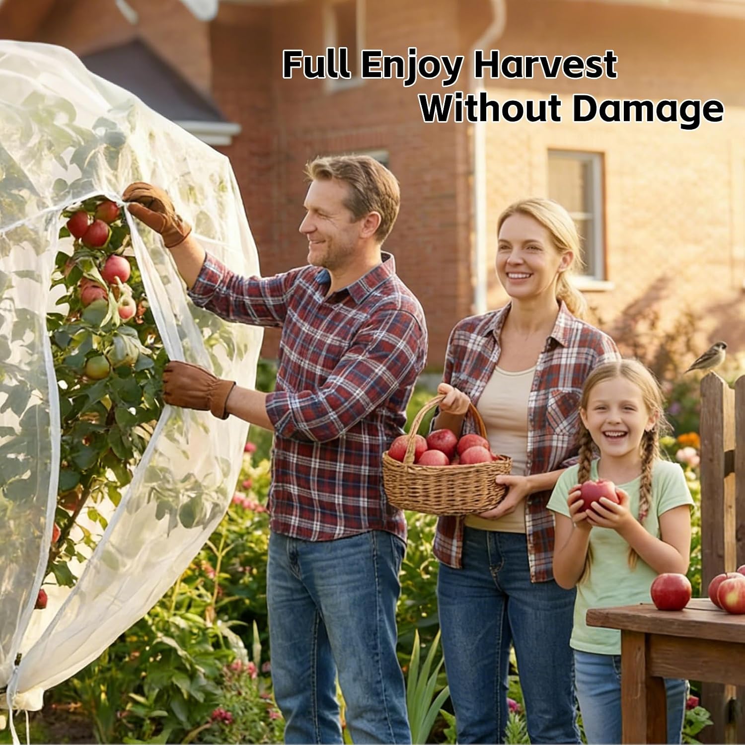 13x13Ft Large Fruit Tree Netting Cover Zipper Drawstring Garden Pest Mesh | UV-resistant polyethylene mesh, blocks