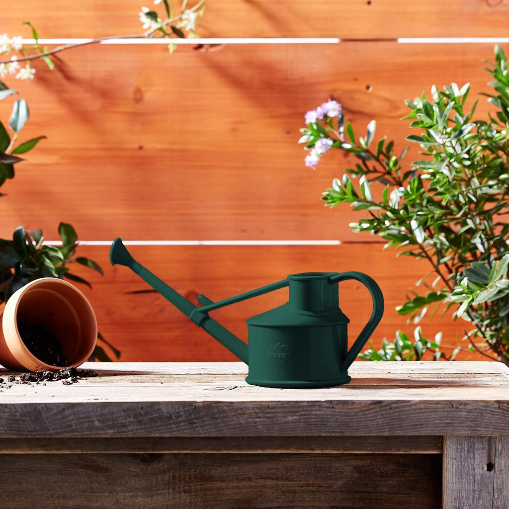 Haws Handy Plastic Watering Can, Mini Water Can for Indoor Plants, Succulents and Flowers, Green, 1 Pint