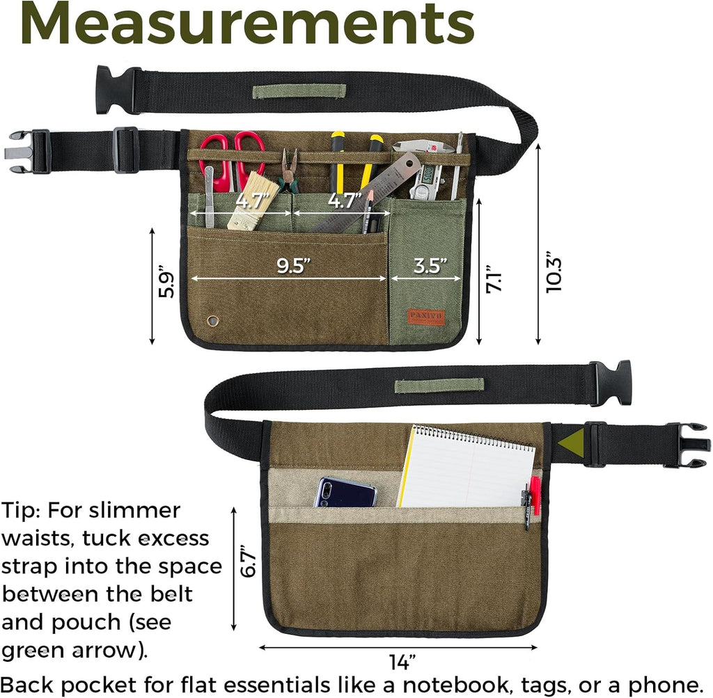 Garden Tool Belt for Women & Men, Wide Denim Garden Apron with 5 Pockets, Adjustable Utility Tool Pouch for Gardening
