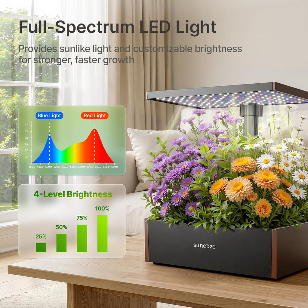 SUNCOZE Smart Hydroponics Growing System, 20 Pods, 25 in Adjustable Height | Indoor Herb Garden with 30W LED Grow