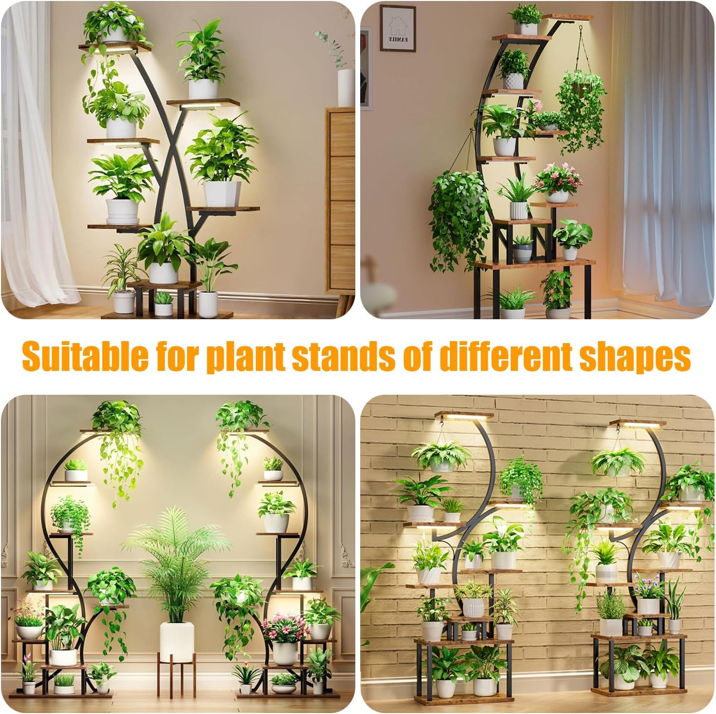LED Grow Light Strips, Grow Lights for Indoor Plants Full Spectrum 3000K, Plant Light Bar with 3/9/12H Timer, 10