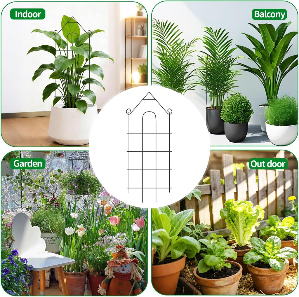 32" Plant Trellis, 6 Pack Metal Garden Trellis for Potted Plants Indoor/Outdoor, Rust-Proof Sturdy Steel Trellis for