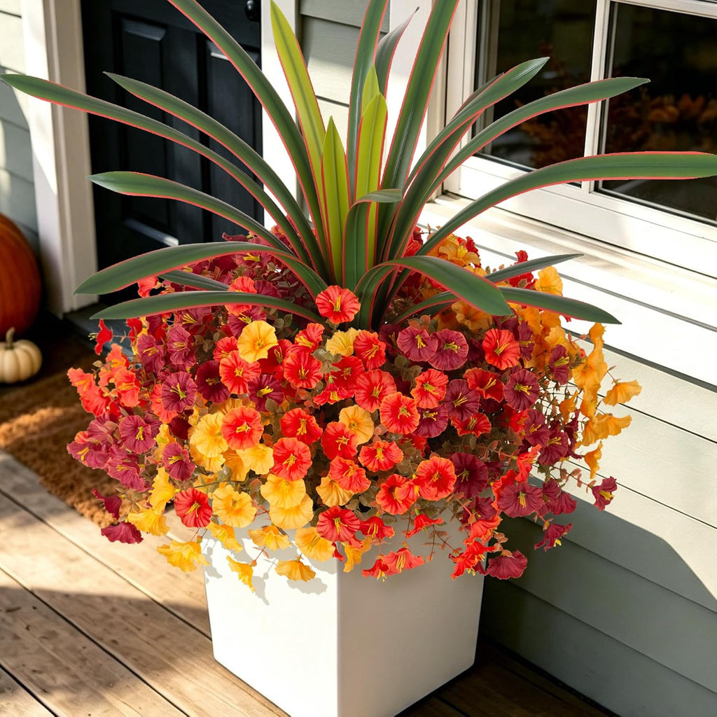 RECUTMS Fake Fall Outdoor Flowers Artificial Lavender Plants,Autumn Decor