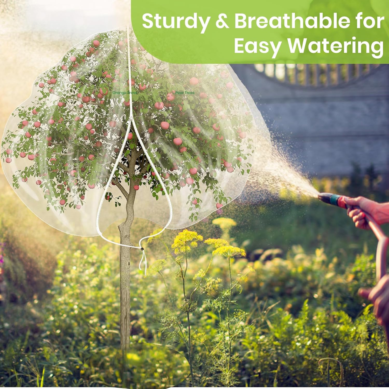 2Pcs Large 10x10FT Fruit Tree Netting with Zipper, Drawstring - Mesh Bags Covers for Garden Protection - Insect Bird