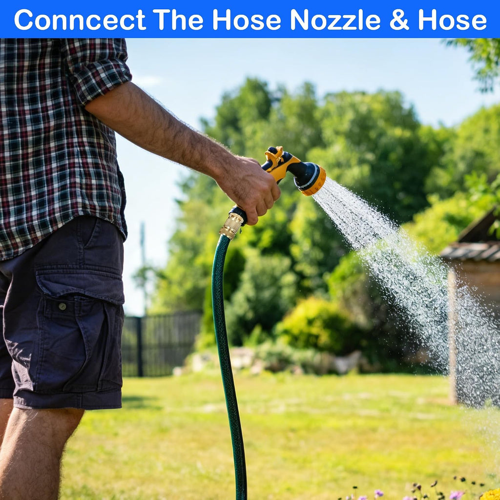 Hourleey Garden Hose Quick Connect, 8 Set Solid Brass 3/4 Inch GHT Thread Garden Hose Quick Connect Fittings, No-Leak
