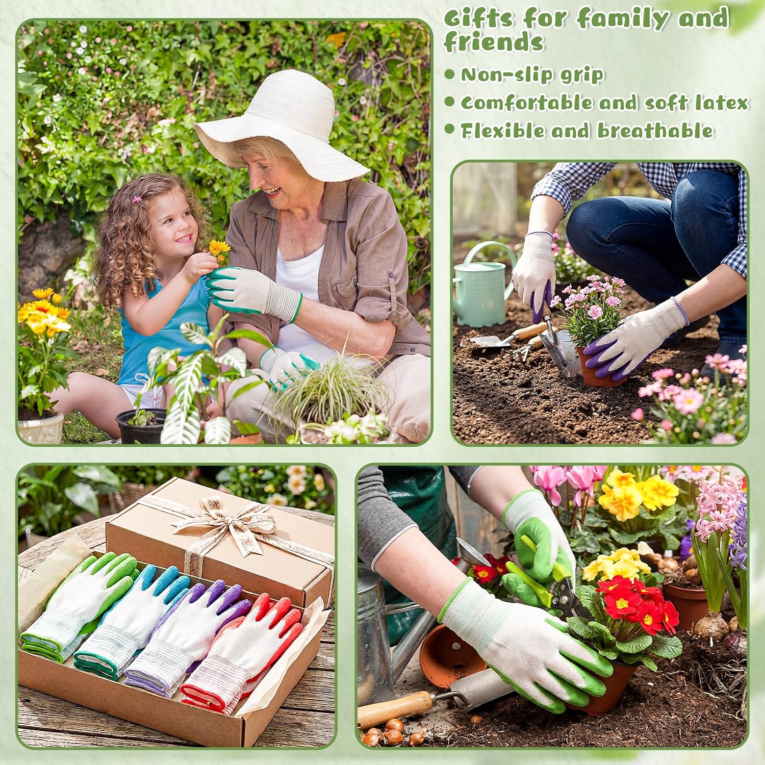 Cutecrop 24 Pairs Gardening Gloves Bulk for Women Breathable Rubber Coated Yard Garden Gloves Ladies Outdoor Protective