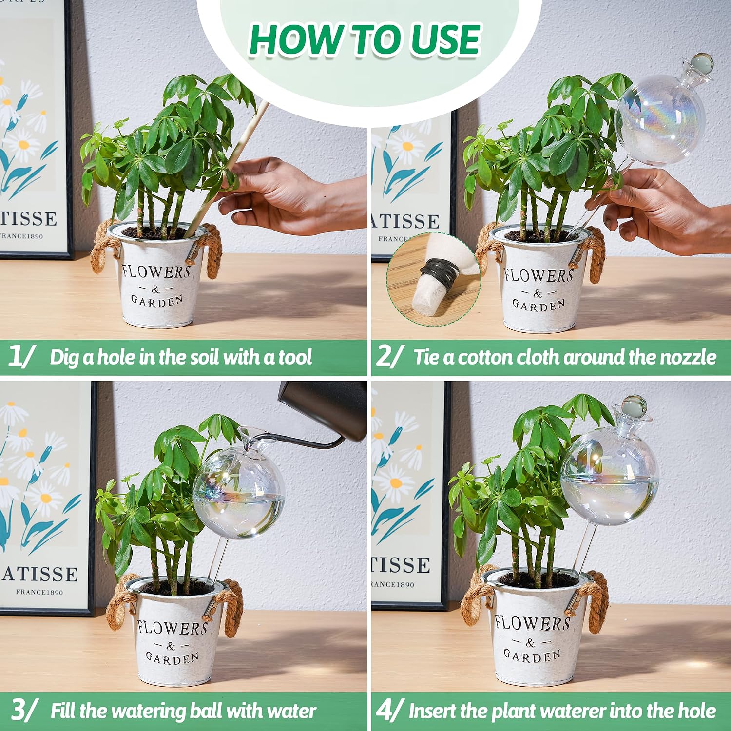 17 oz Up 2 Weeks Extra Large Plant Watering Globes, Self Watering Planter Insert Iridescent Self Watering Globes