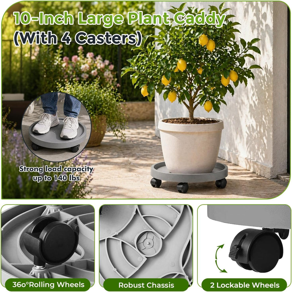 5 Pack Plant Caddy with Wheels Rolling Plant Stand with Wheels 10 Inch Plant Dolly Heavy Duty Large Potted Plant Mover