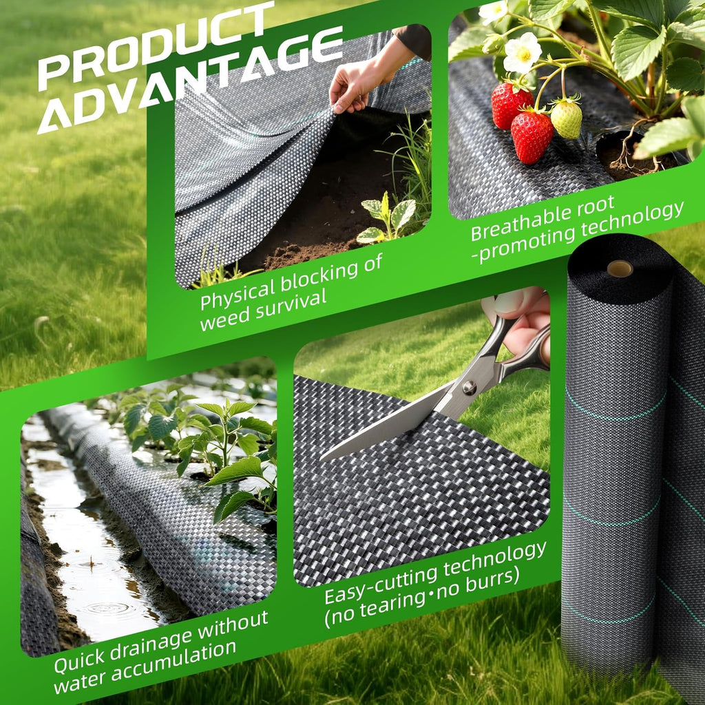 Land Guard 4ft x 300ft Weed Barrier Fabric Heavy Dusty, Ground Cover, Weed Mat, Woven Landscape Fabric for Garden, Lawn