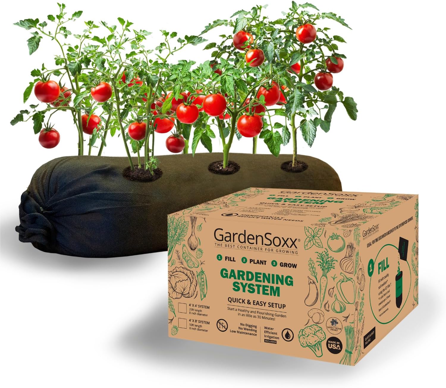 4x8 (32 sq ft) Raised Garden Bed Kit with Built-in Drip Irrigation Watering System – Flexible Fabric Grow Bag Planter