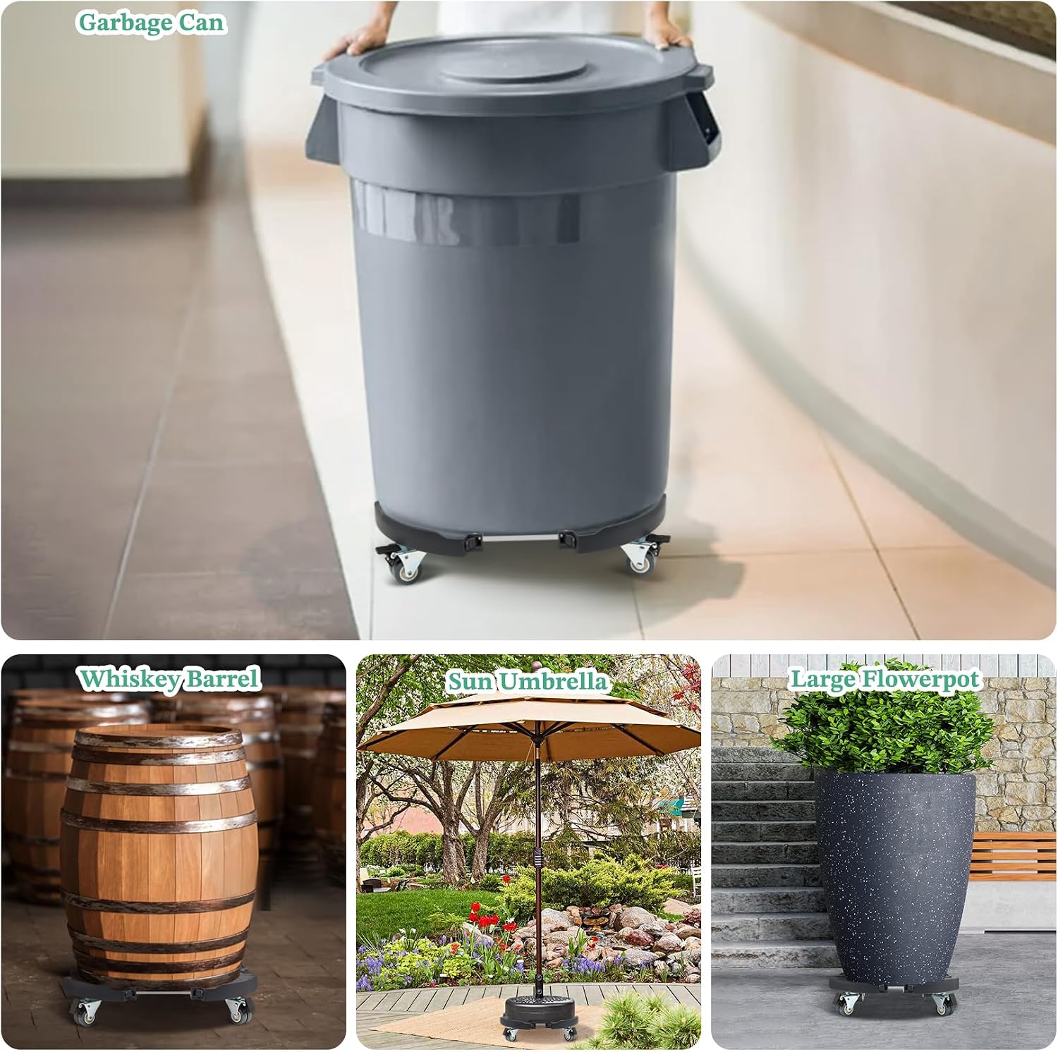 W B D WEIBIDA Plant Stand with Wheels Heavy Duty, Adjustable 15 to 21 Inch Pot Roller Base, Rolling Planter Caddy for