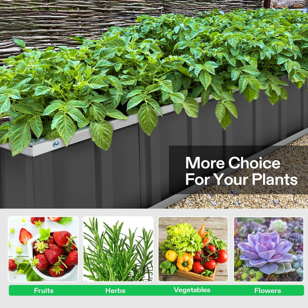 VIVOSUN 3-Tier Raised Garden Bed Outdoor Galvanized Steel 46x46x24 Gray | 2-in-1 Stack or Flat / Rust-Resistant
