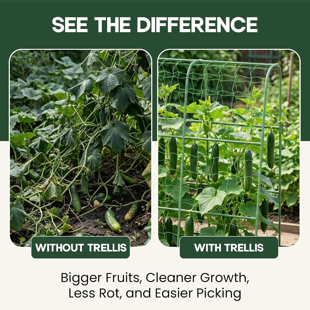 48x48 Cucumber Trellis for Raised Bed - U Shape Vegetable Garden Trellis for Climbing Plants Outdoor - Support for